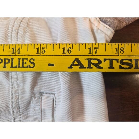 Free People Denim Jacket Size S/P French Vanilla Distressed Removable Hoodie - Picture 2 of 6